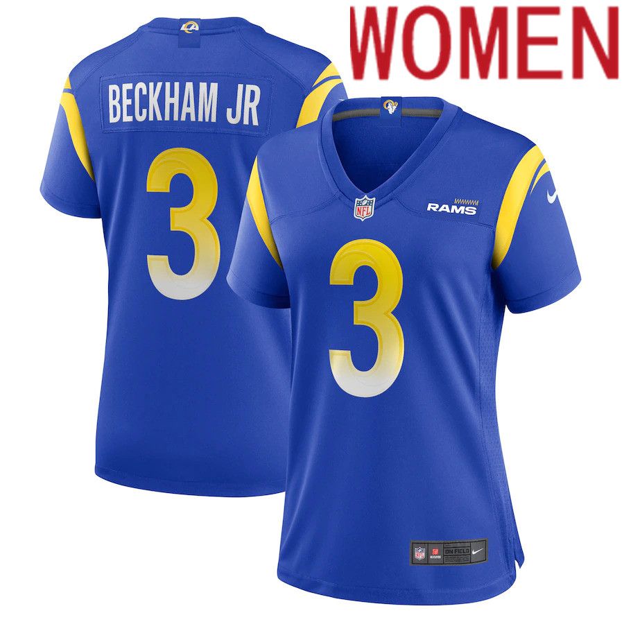 Women Los Angeles Rams #3 Odell Beckham Jr. Nike Royal Game NFL Jersey->women nfl jersey->Women Jersey